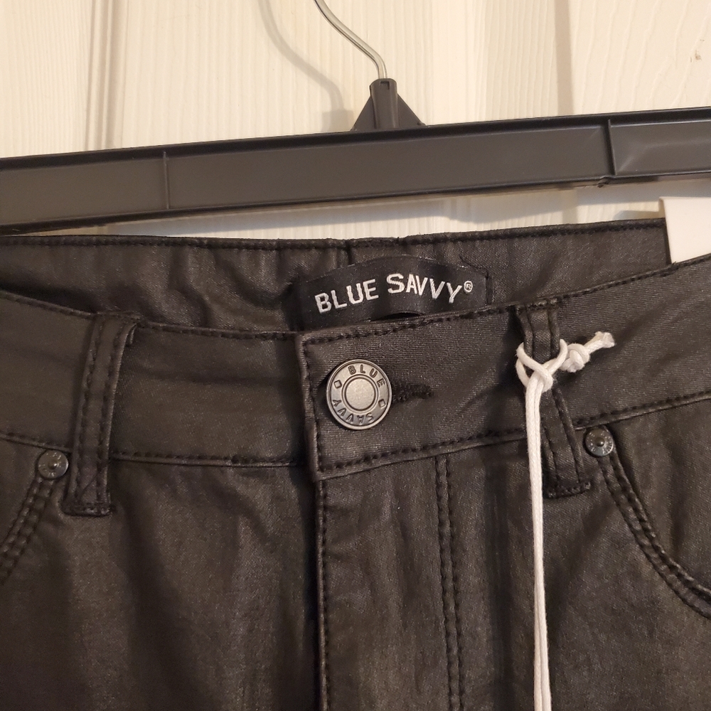 Black shiny coated jeans